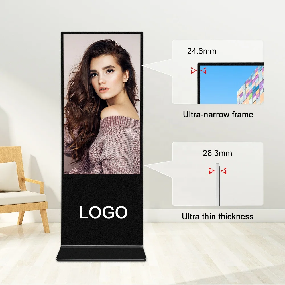 Totem indoor floor stand touch screen android lcd player advertising screen digital signage and displays