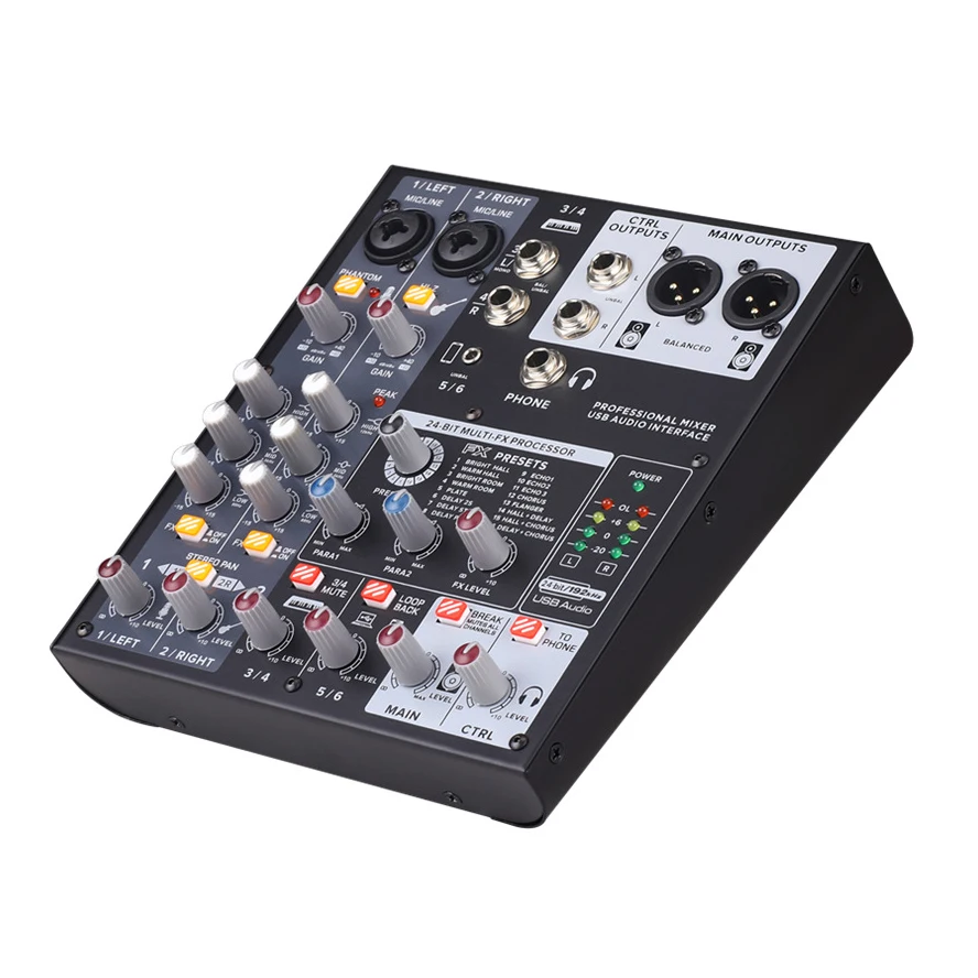 Recording studio/live/voice chat/online teaching used USB 4 way Audio Sound Cards and Mixers