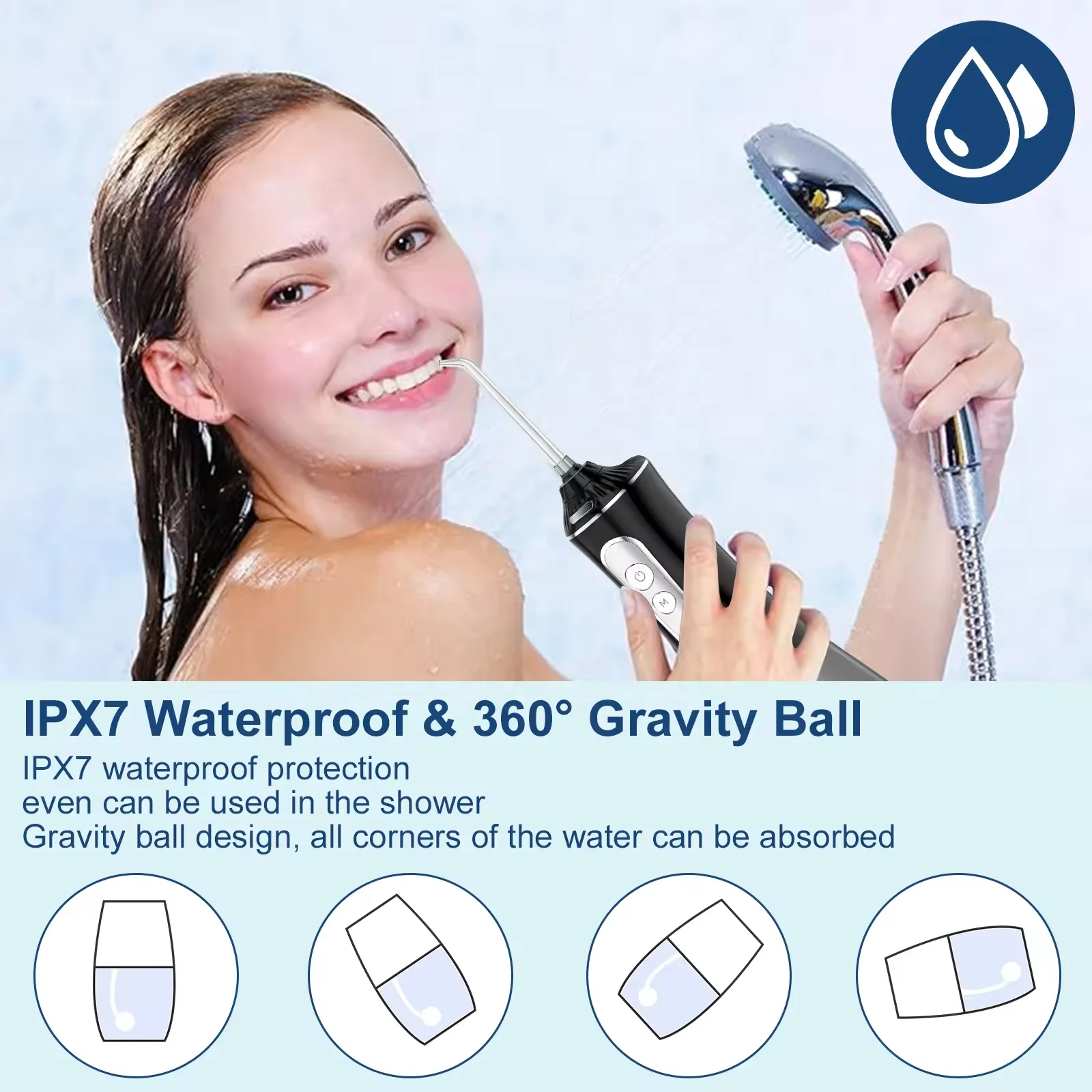 H2ofloss HF-P11 Water Flosser 2000mAh Type-C Rechargeable Oral Irrigator 300ML Electric Oral Flusher IPX7 Oral Teeth Cleaner