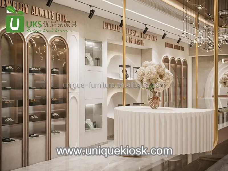 High level jewelry display stands for retail store jewelry shop cabinet glass showcase diamond store fixture watch shop design