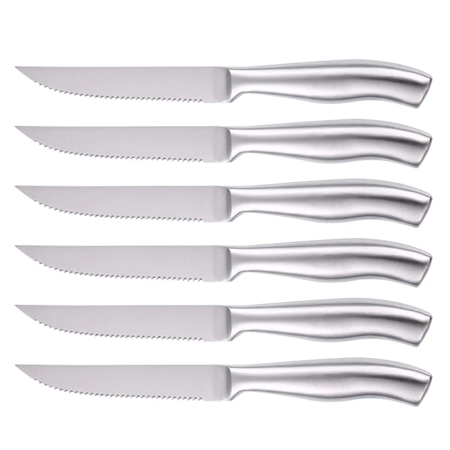 Custom wholesale Hot sale 6-piece serrated blade stainless steel blade buy steak knives set block