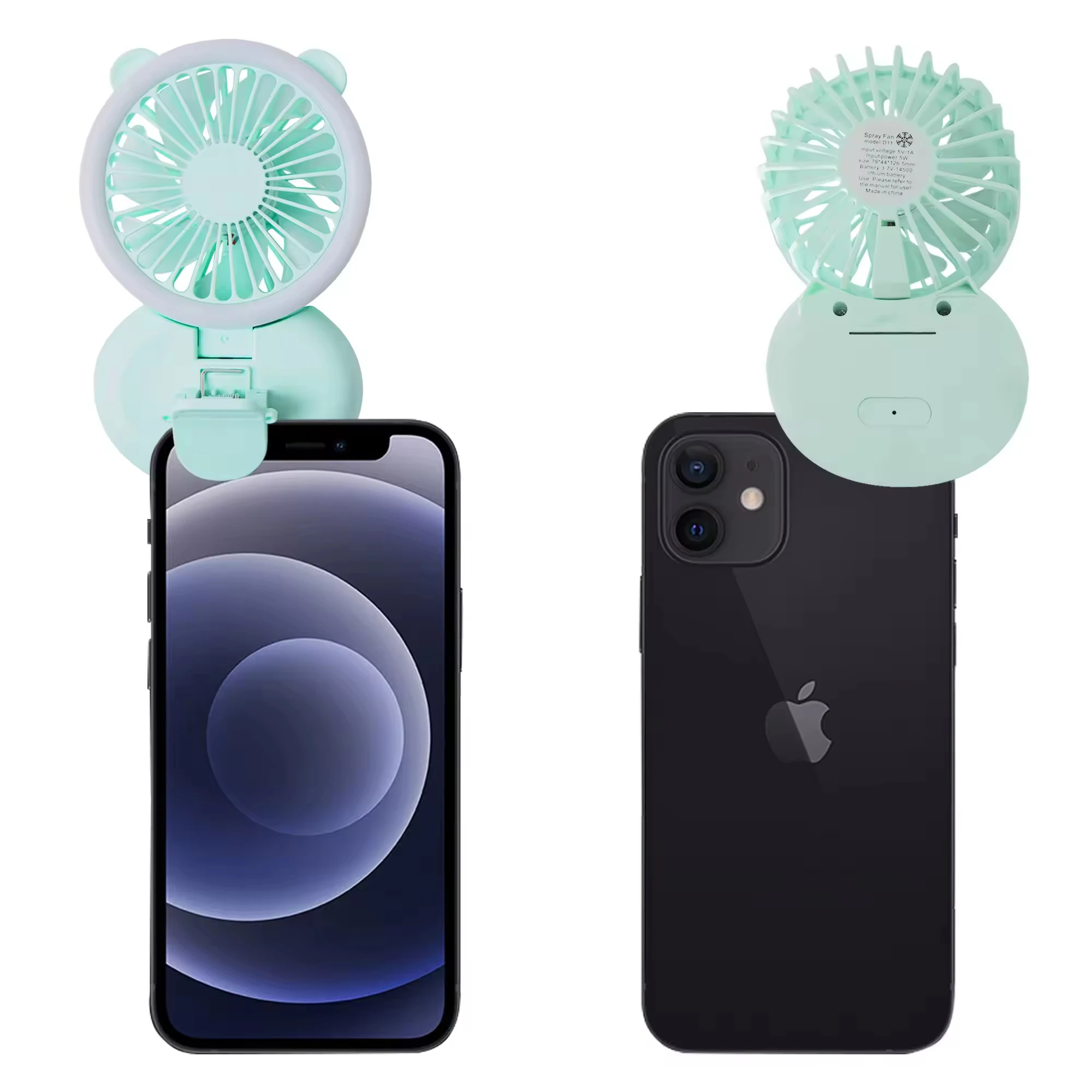 Mini Fan Foldable Fill Light USB Charging LED Clip Hanging Neck Fan Mobile Phone Photo Lamp for Desktop