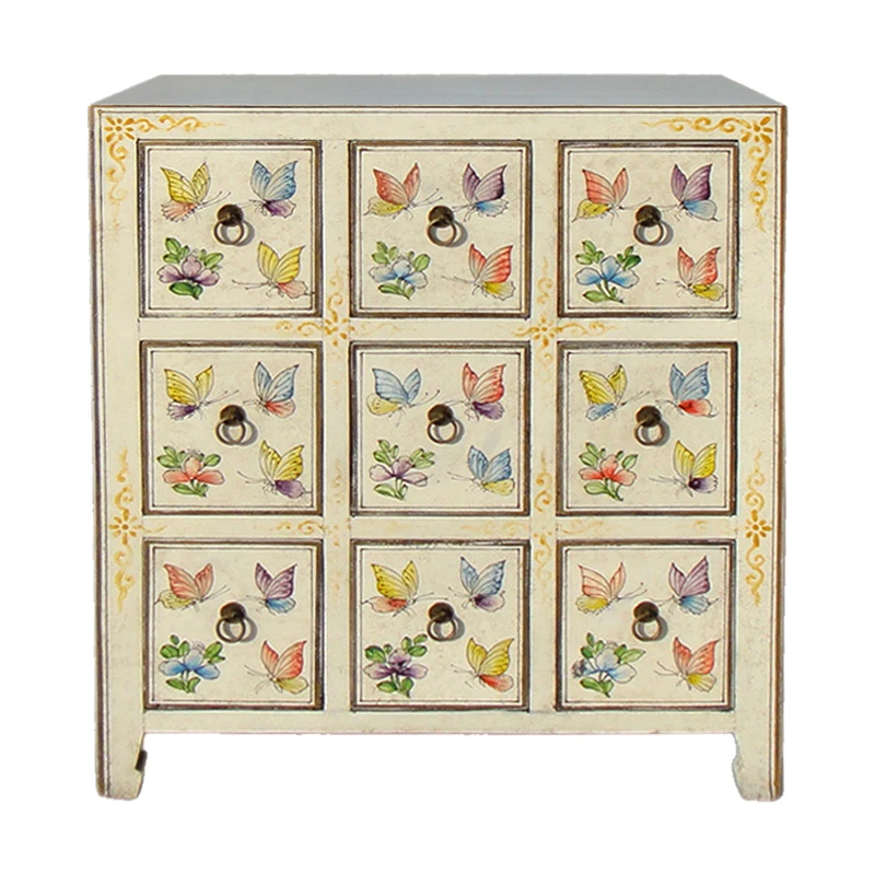 Chinese antique style wood living room furniture hand painted Cd cabinet