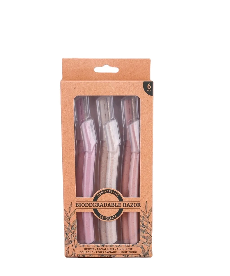 Eco-Friendly New Design  Wheat Straw Dermaplaning Tool Portable Facial Eyebrow Razor