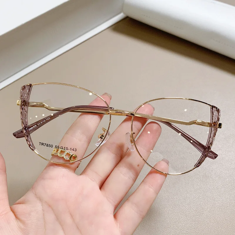 TR Textured Ring Eyewear Frame Avant-garde Trend Style Ladies Fashion Anti-blue Light Eyeglasses Computer Protective Spectacle