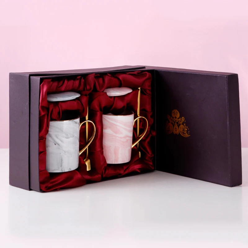 Wholesale Hot Sale 400ml High Temperature Ceramic Marble Mug With Gold Rim