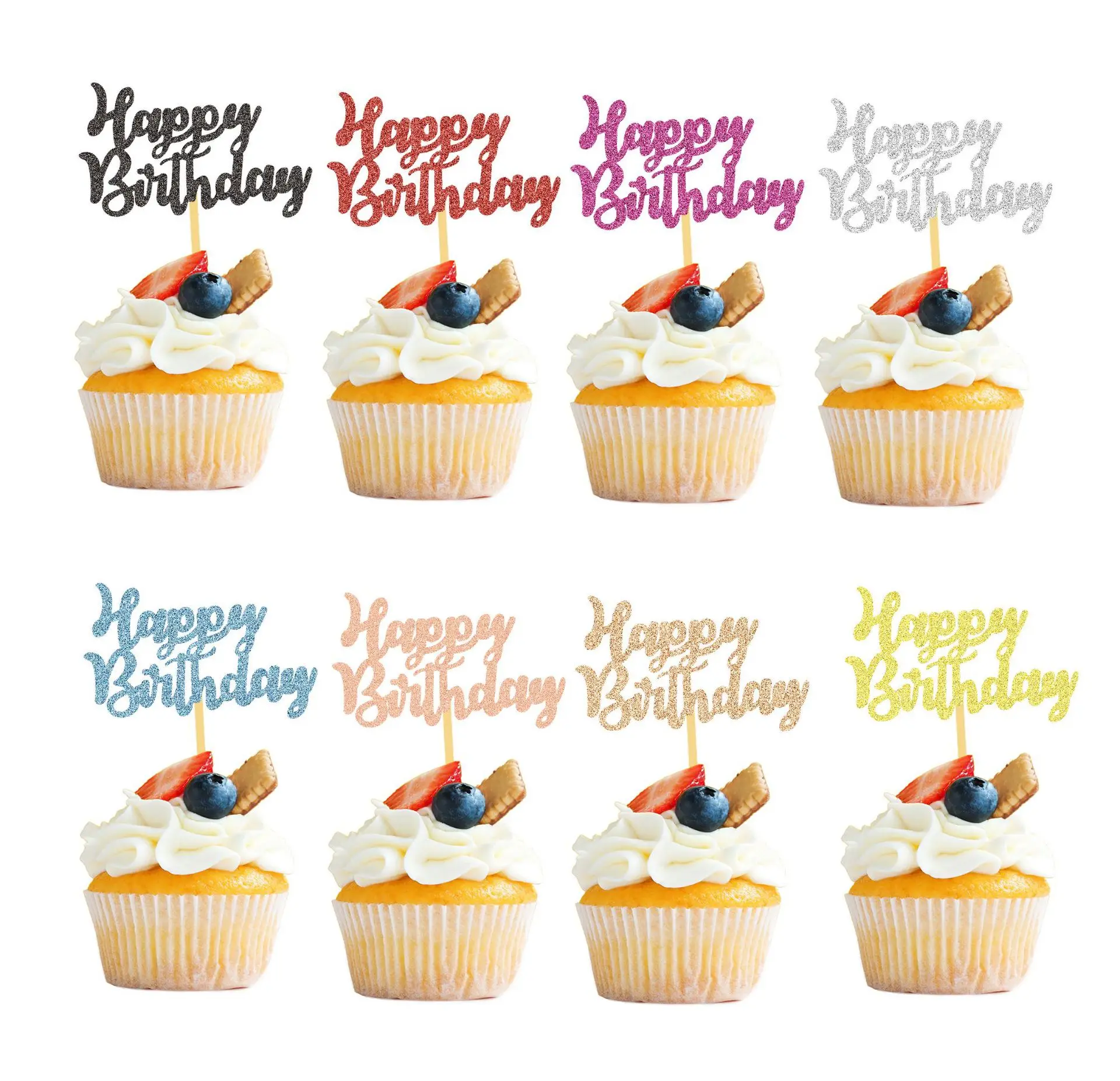 Ychon Geometry Round Letter Cake Toppers Gold Acrylic Cake Topper Happy Birthday Wedding Party Cupcake Toppers for Party Decor