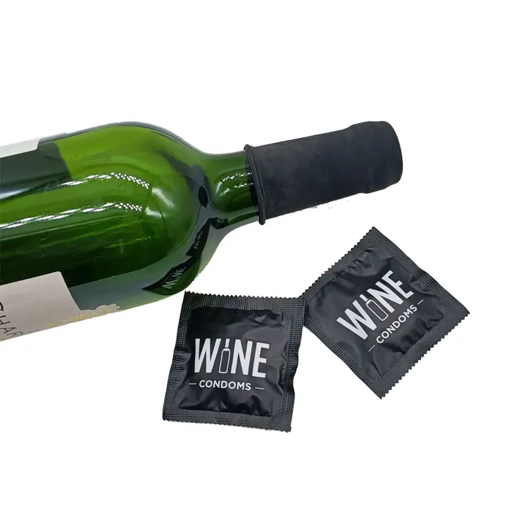 Customized Logo and Color  Easy Take Wine Condom Wine sleeve Beverage Wine Stopper Bottle Stopper Condom
