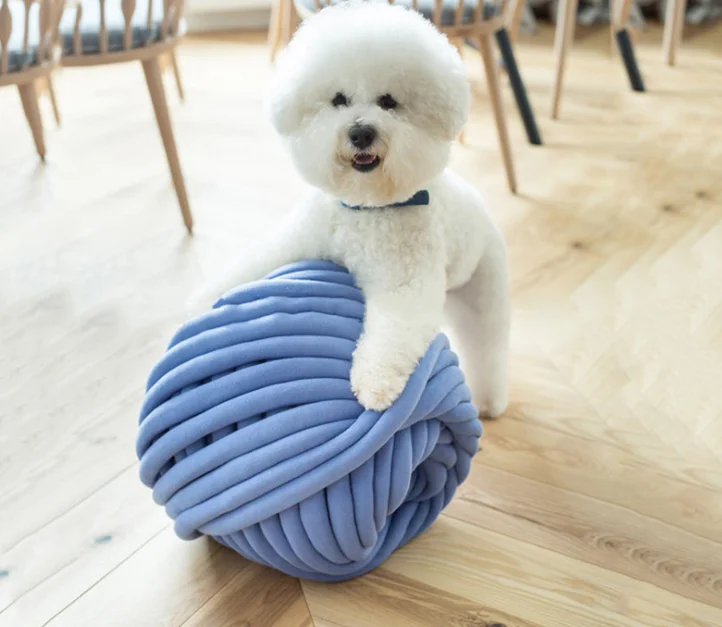 polyester hollow giant velvet chunky hand knitting cotton tube yarn for pet nest blanket pillow Cotton