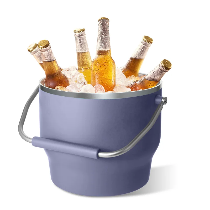 double wall insulated wine and beer cooler 7L Custom stainless steel high quality ice bucket with lid new fashion for party gift