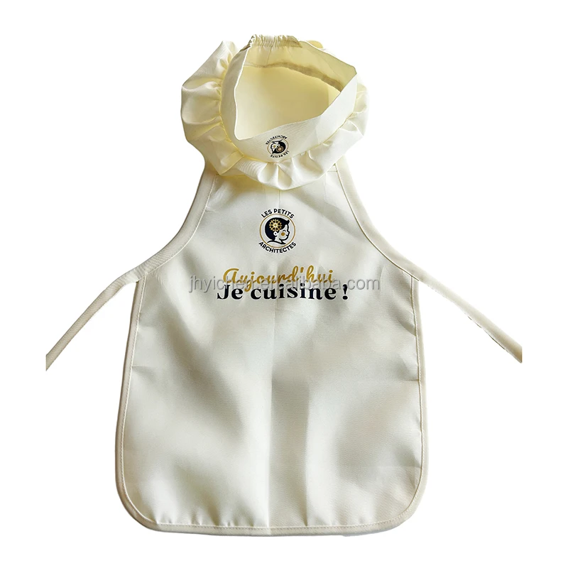 Cute Kids Kitchen Chef Apron Custom Printed Logo Cooking Apron Personalized Polyester Apron Set with Hat