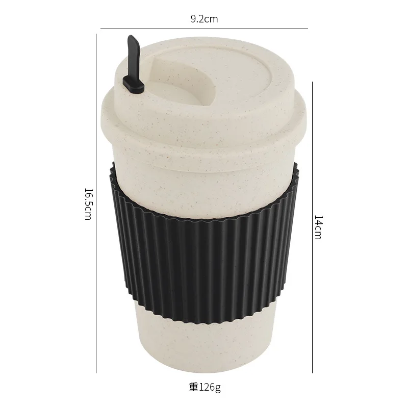 401-500ML Coffee Cups With Lids Wheat Straw Material Reusable Portable Cup Dishwasher Safe Coffee Mug Tea Travel Cups