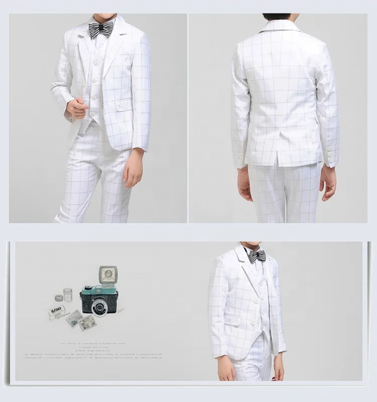 New design wedding party wear TR fabric white color boy blazer suit
