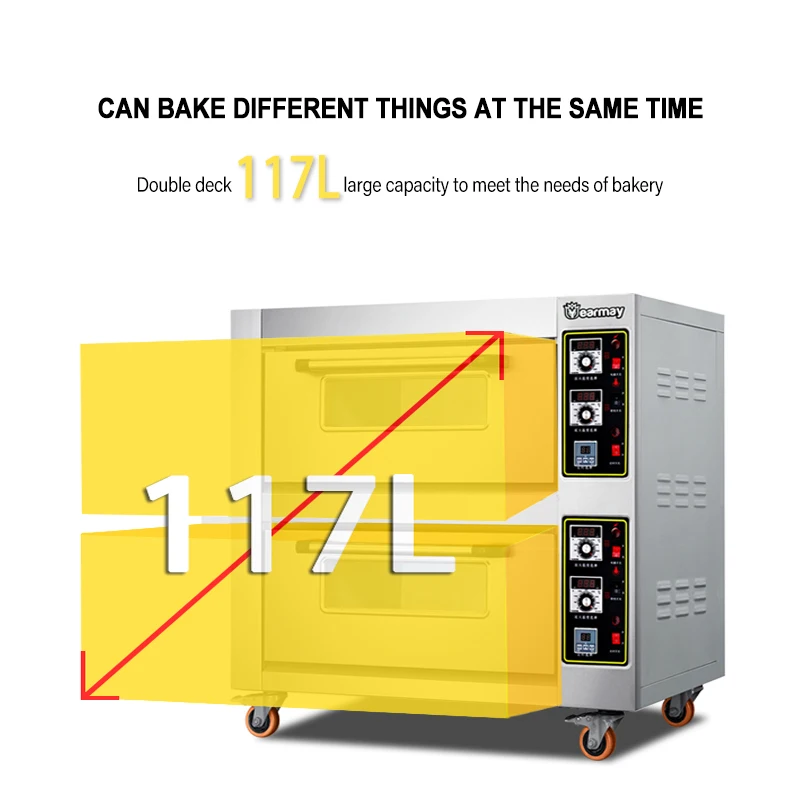 Wholesale 2 Layer  2 Deck 4 Trays Electric Oven Oven 4 Trays Pizza Bread Cake Baking Deck Oven