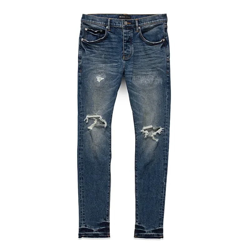 Custom Men Pants Purple Denim Pants Wholesale Breathable Skinny Fitting Streetwear Clothing Patch Denim Low Rise Skinny Jeans