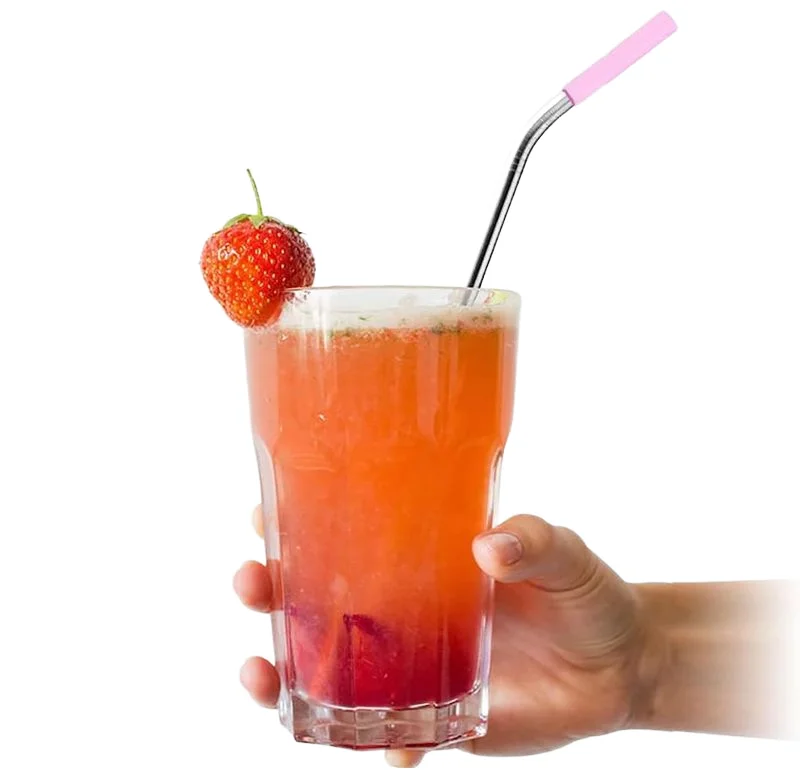 304 Custom Logo Bent And Straight Whole Sale Pack Straws Stainless Steel Metal Straw Set with bag packaging