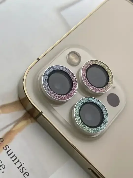 Glitter Camera Lens Screen Protector For iPhone 11 12 13 14 15 Pro Max Back Cover Camera Lens Bling Glass Lens Cover New