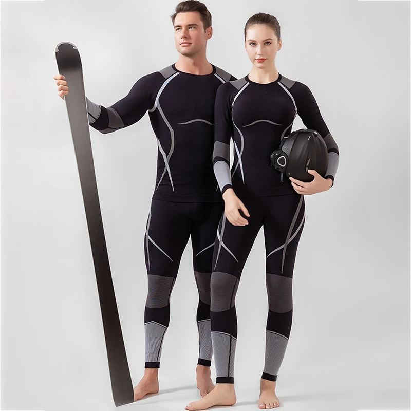 Winter Professional Ski Wear Quick Dry Tight Compression Running Riding Skating Outdoor Ski Snowsuit for Men Women