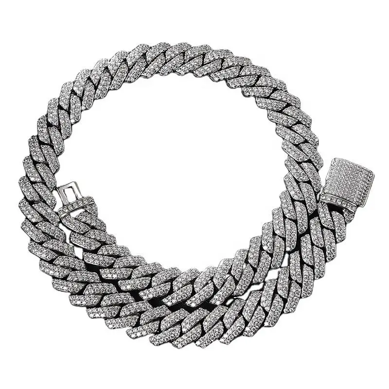 Iced Out VVS-FG Natural, Cvd Moissanite Diamond 9K 10K 14K Gold Cuban Link Chain Necklace Cuban Chain at Wholesale Cheap Price/