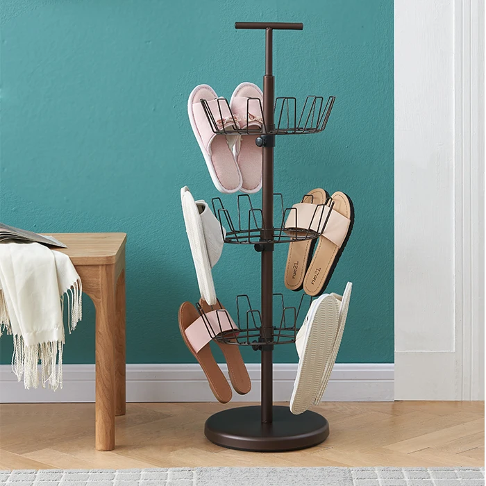 Metal 3 Tier Revolving Shoe And Boot Rack Silver Free Standing Shoes Organizer Shoe rack
