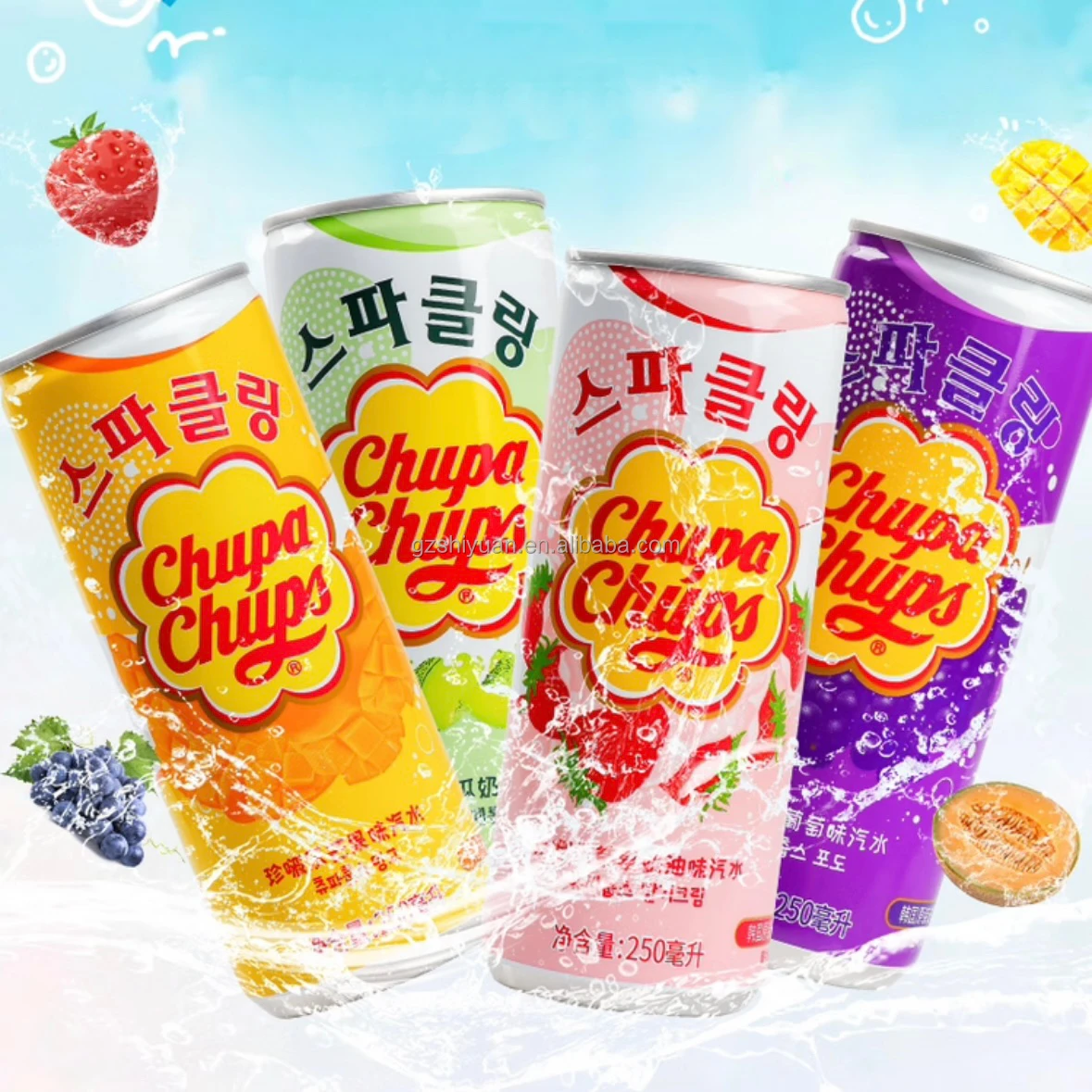 Chupa chupa sparkling drink soda grape strawberry watermelon drinks korean food beverages