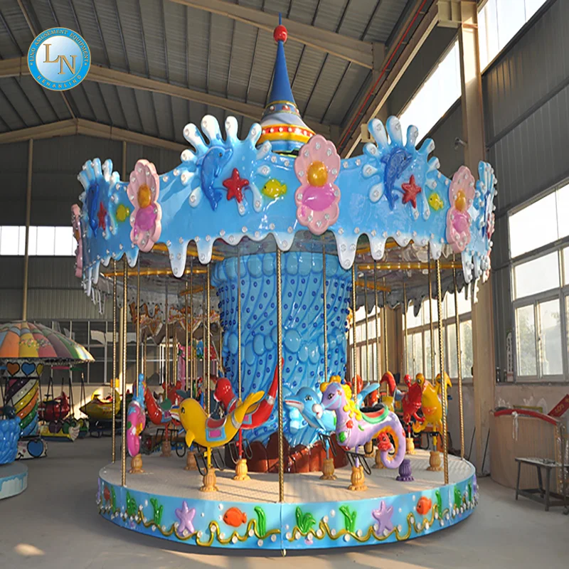 Carnival amusement rides deluxe 16 seats merry go round electric kids ride used carousel horse for sale