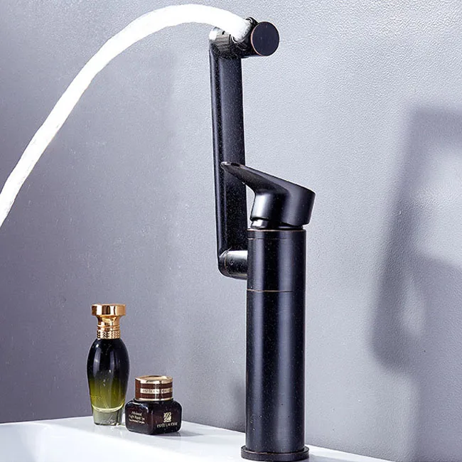 Best Good Sale Matte Black Bathroom Faucet Stainless Steel 360 Degree Rotation Single Hole Bathroom Sink Faucet