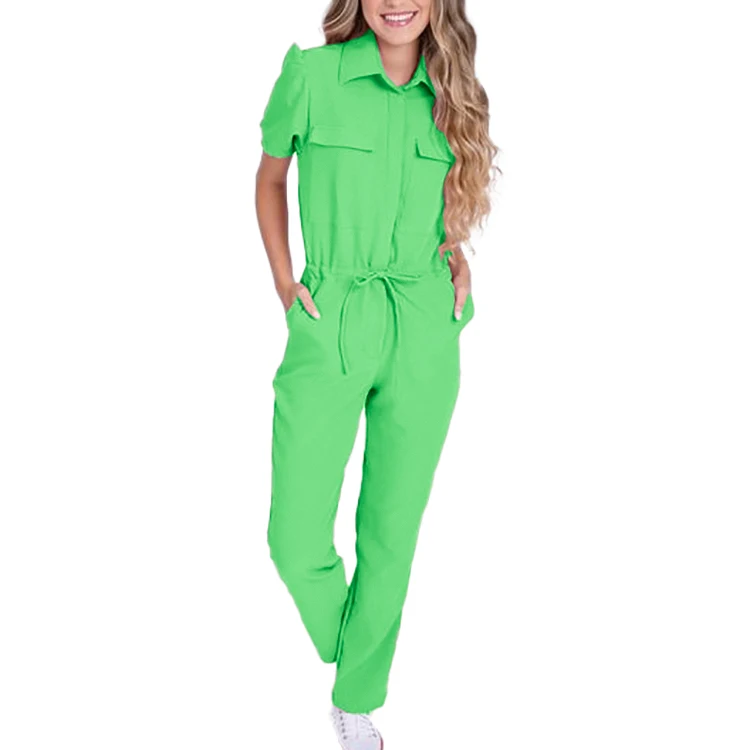 Best Price Custom women one piece jumpsuits short sleeve casual jumpsuit nursing scrubs