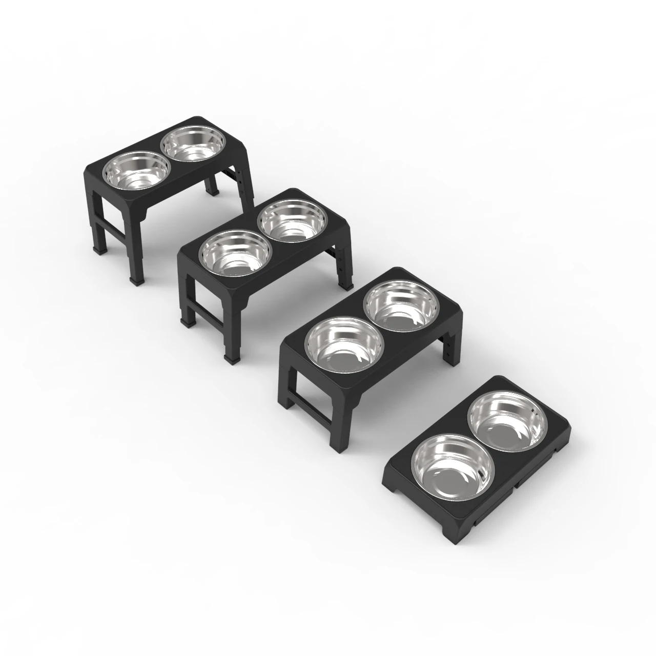 raised Dog double Bowls pet cat elevated stainless steel Feeding Bowls Non-slip Pet table bowls for Small Medium Large Dogs