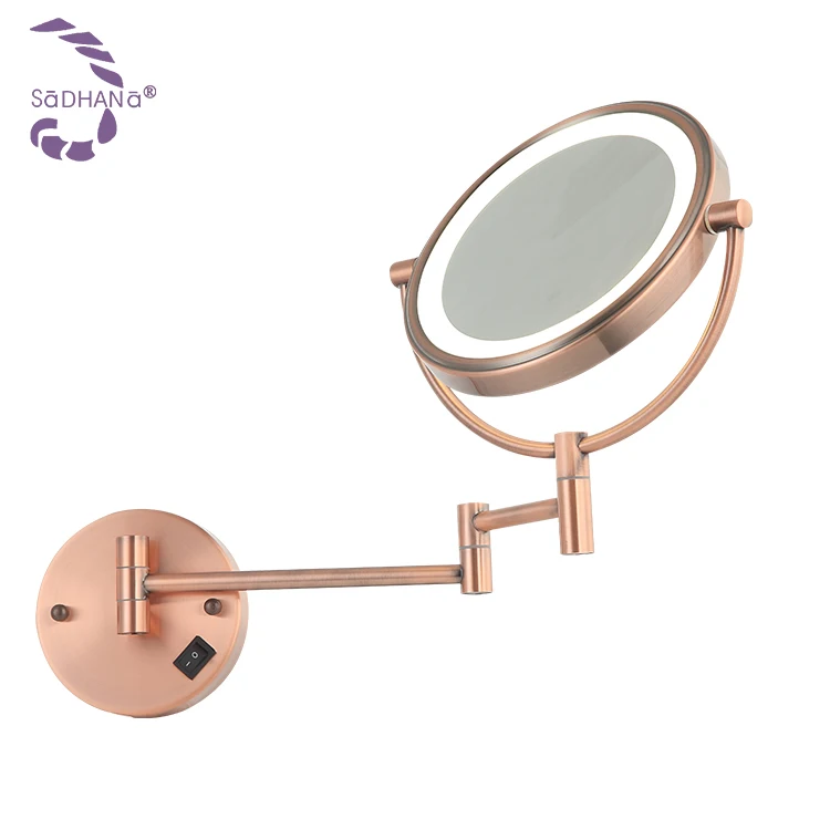 Metal Round 8Inch Decorative Metal  Mirror Wall Mirrors With Led Light Bathroom Wall Mounted Vanity Mirror With Lights