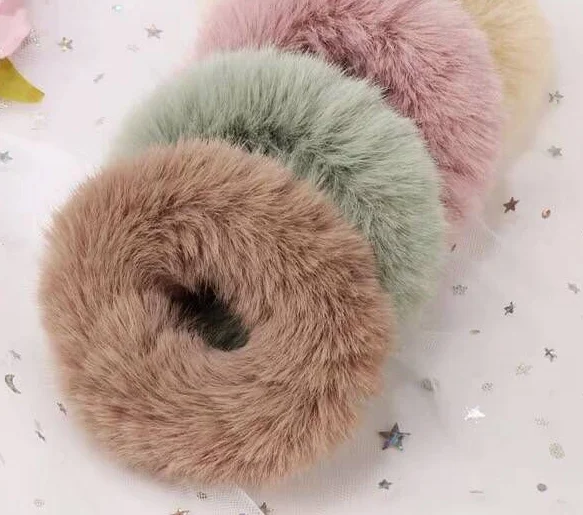 2019 new style factory supply Cony Hair Elastic Hair Bands Strong Elasticity Furry Ornament Hair Tie Headwear