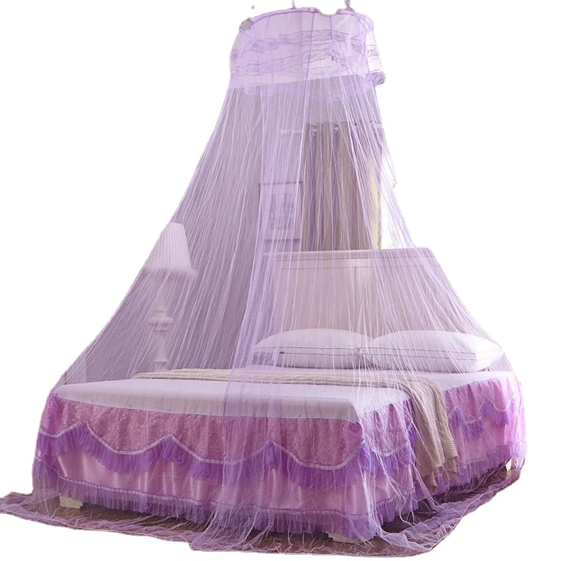 
Princess Installed Mosquito Nets Ultra-Fined-Meshed Anti-Mosquito Heightened round Ceiling Dome Mosquito Nets 