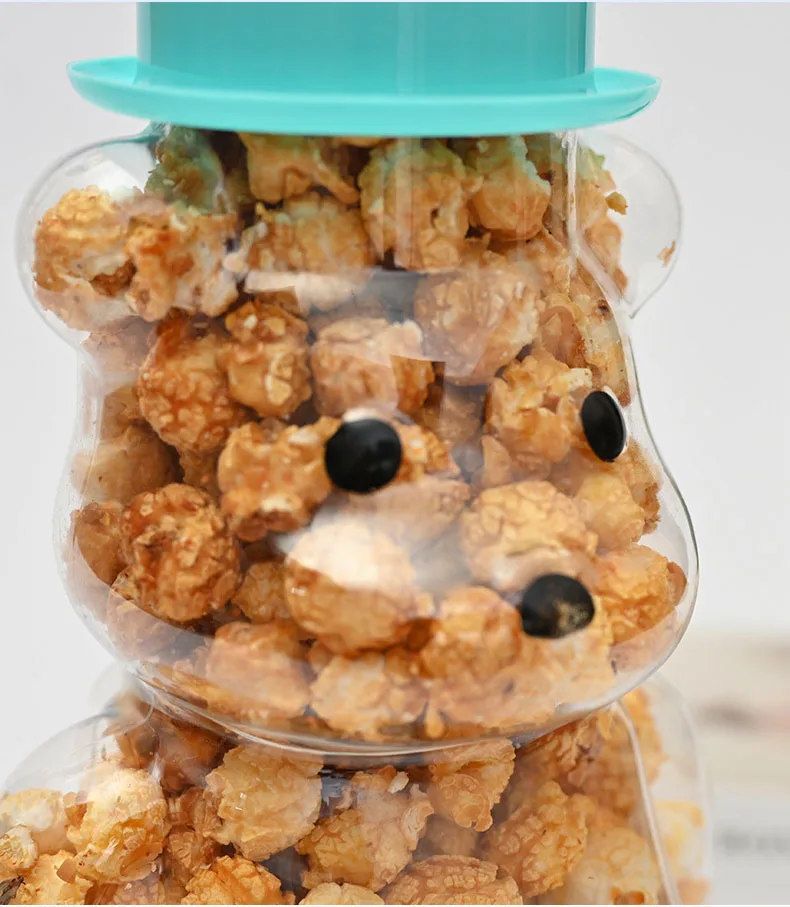 32cm wholesale thickened juice drinks bottle bear popcorn plastic jar transparent food grade cartoon creative bottle
