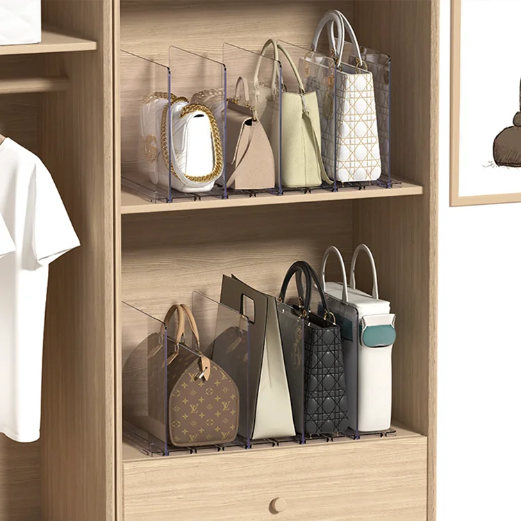 Multipurpose Plastic Purse Handbag Storage Organizer Closet Bag Storage Dividers Rack 3 Pack