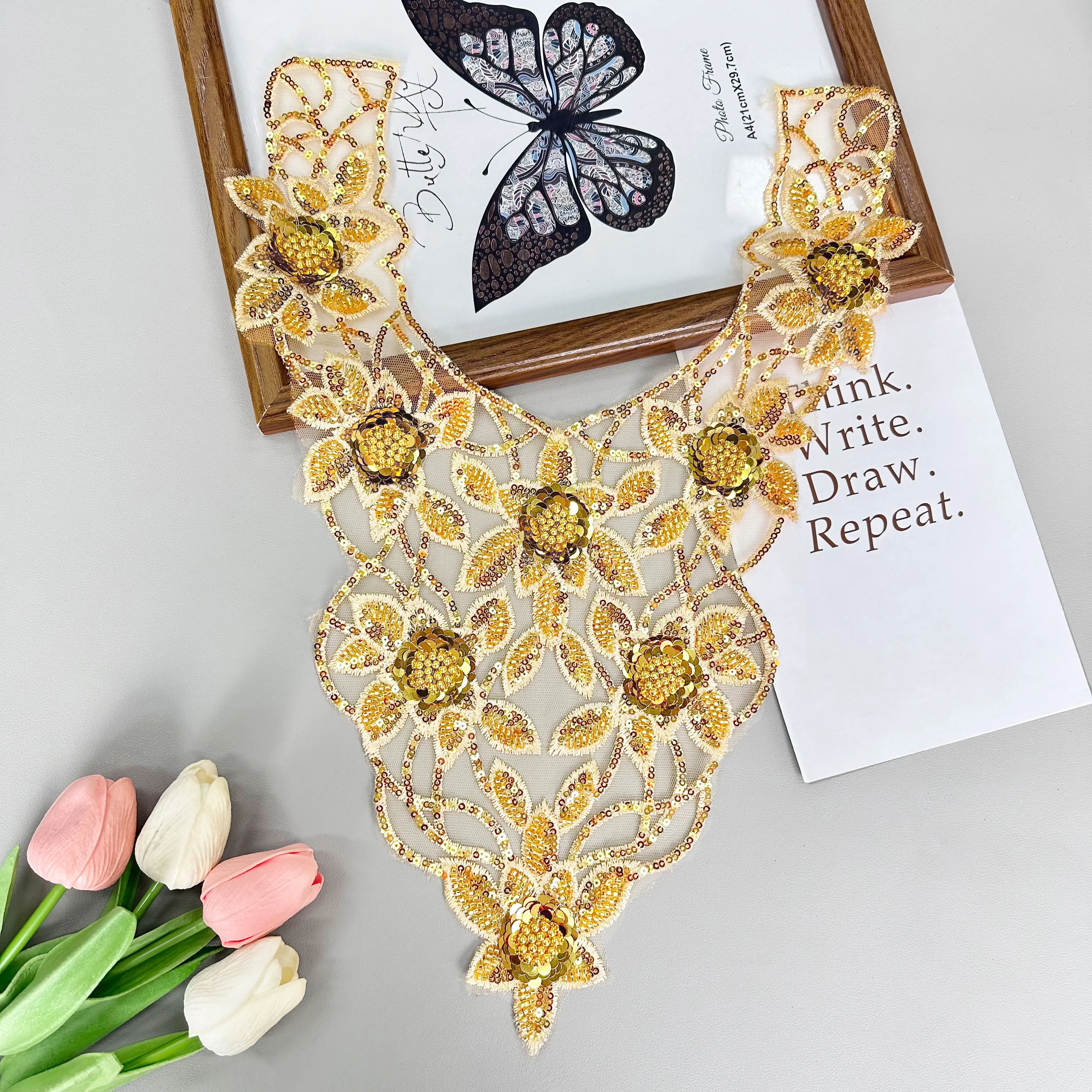 Embroidery Lace Flower Mesh Lace Sewing Collar Accessories DIY Decoration Batch Dance Dress Accessories