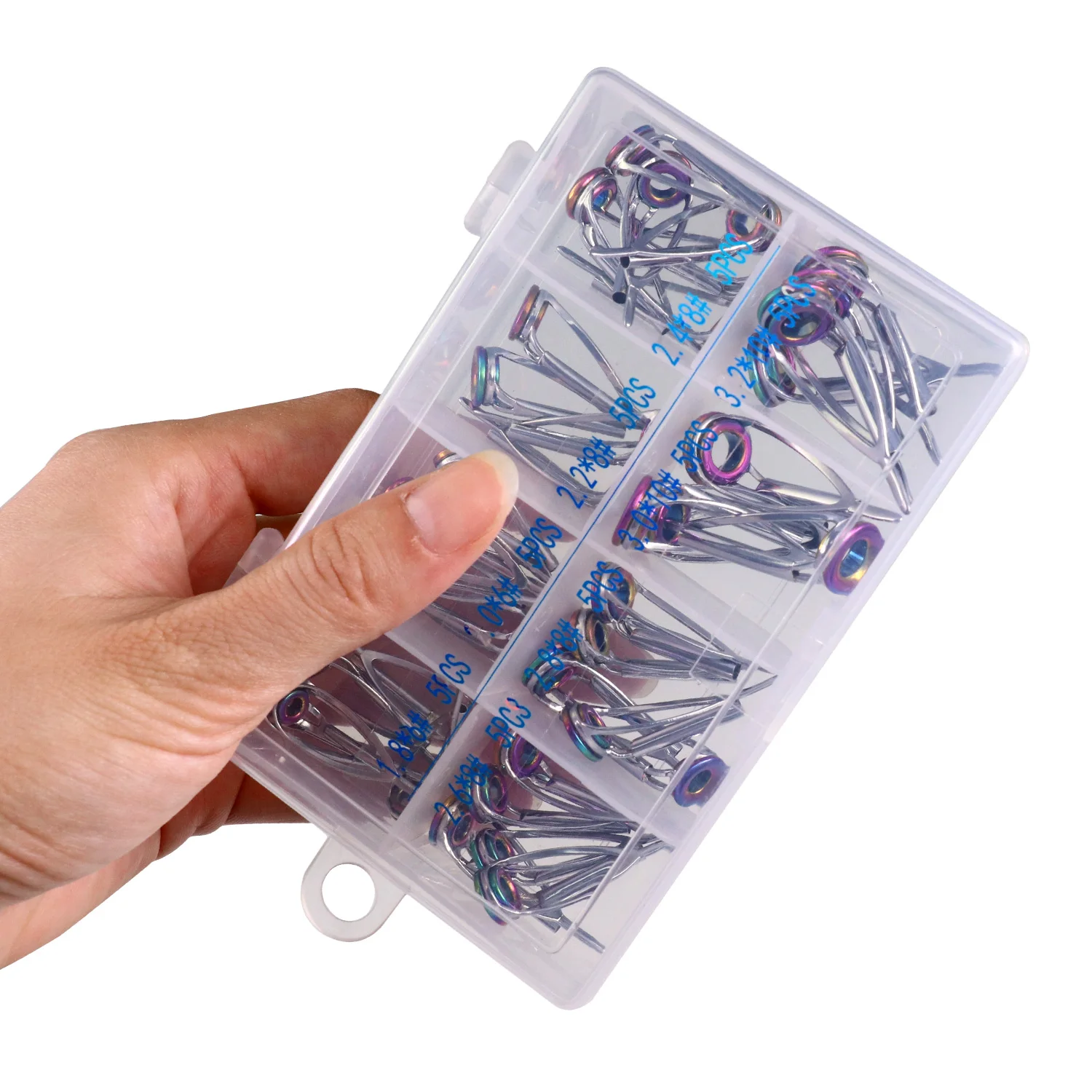 
stock is available,75Pcs Colored Baitcasting Fishing Rod Guides #6-#30 Double Leg Rainbow Ceramic Ring Saltwater Fishing R 