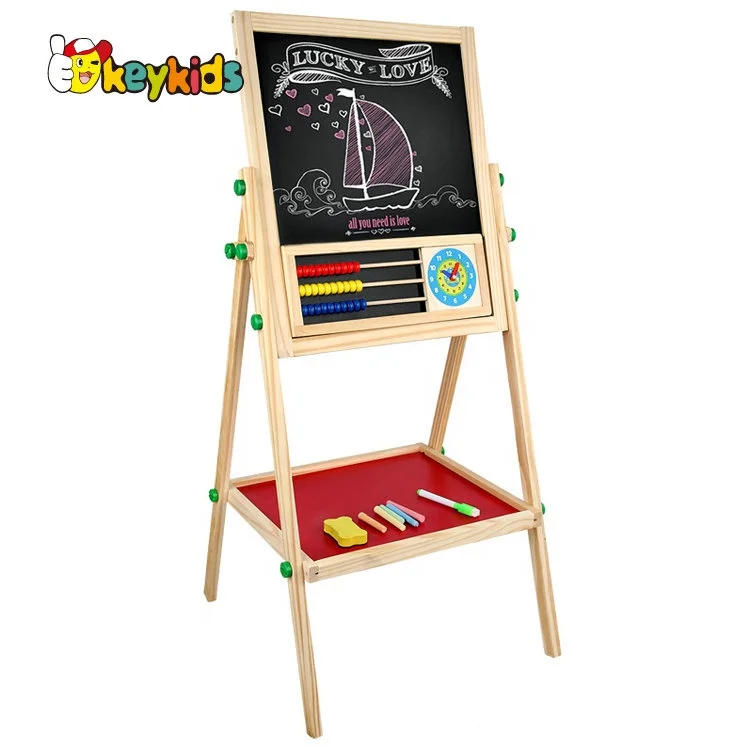 Деревянная магнитная доска для письма и рисования 2 в 1 с регулируемой высотой детей модель W12B224 на заказ
