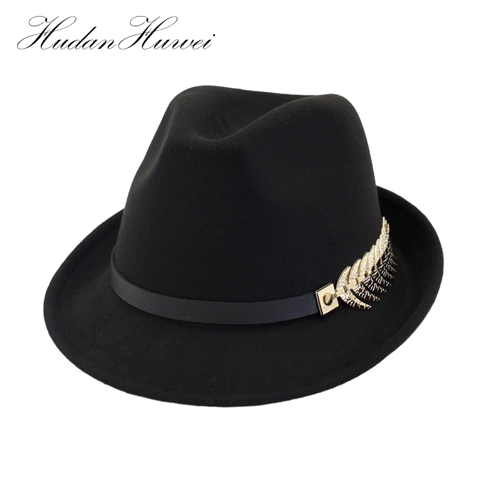 Autumn Winter Trendy Fedora Bucket Hat Classic Wool Dome Round Roll-up Brim Bowler Hats