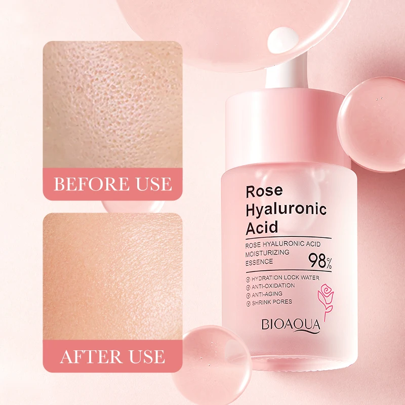 OEM ODM BIOAQUA Skin Refreshing Essence Face Care Rose Hyaluronic Acid Essence Moisturizing Face Serum