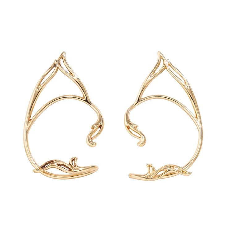 Personality Wild Metal Kitten Outline Ear Clip Fashion Exaggerated Elf No Pierced Earrings Female