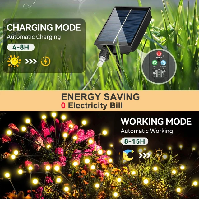 Solar Powered Firefly Garden Light Firefly Swaying Light Color Changing Rgb For Yard Patio Pathway Decoration Outdoor SolarLight