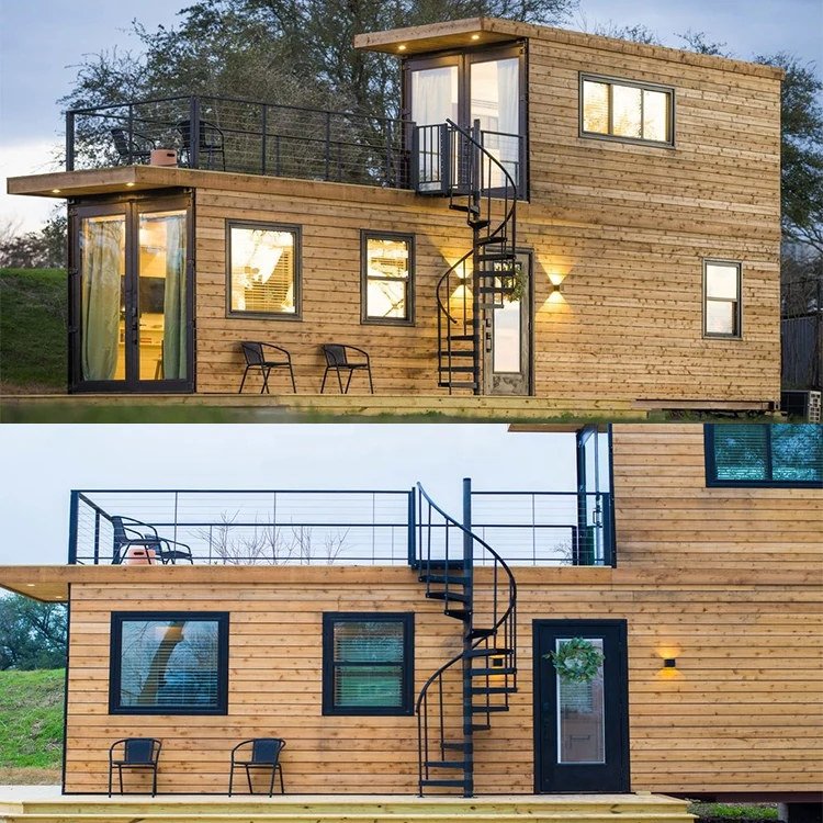 Longhe Tiny Home Garden Office Flat Pack Prefab House Luxurious Light Steel Frame Metal Container Prefabricated House Cabins
