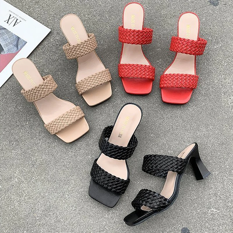 High Heel Slippers Manufacture Non-slip Women Lady PU Outdoor OEM Rubber