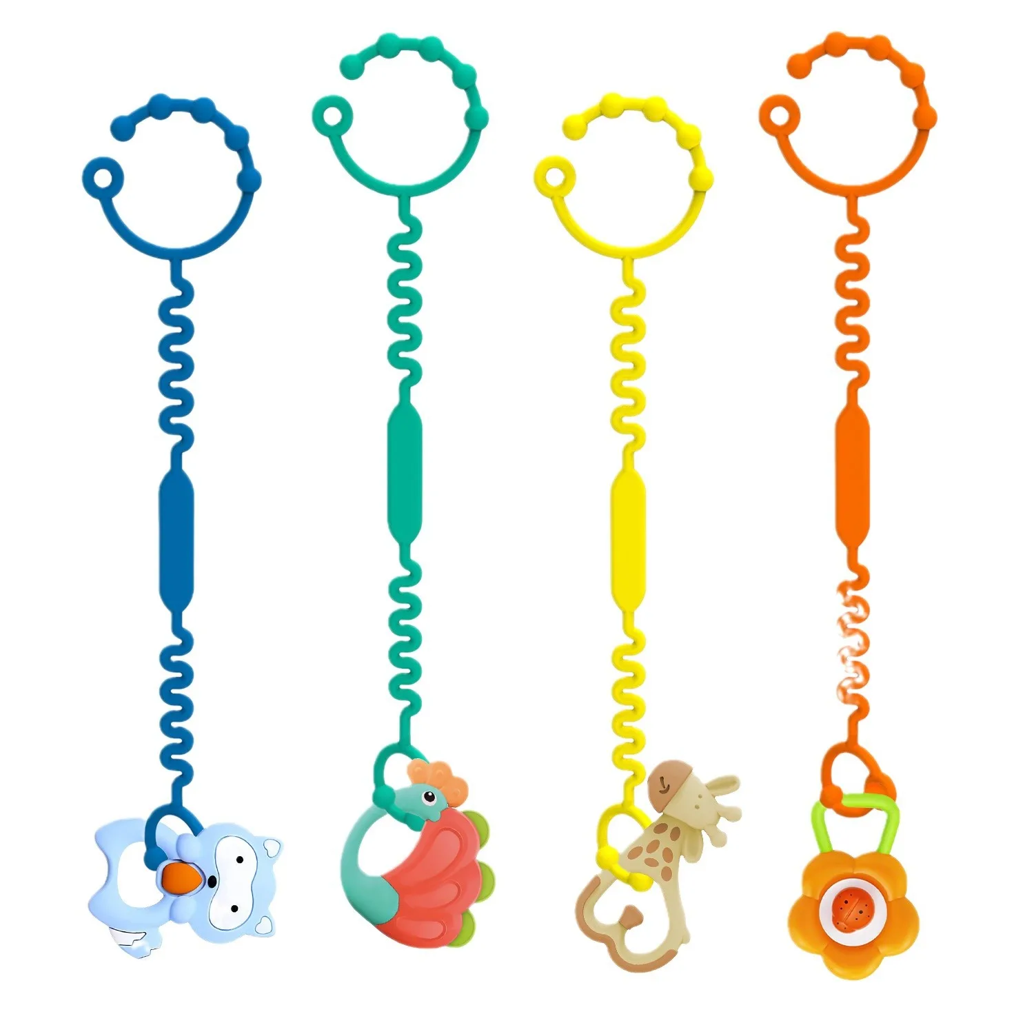 Adjustable Toy Holder for Stroller Accessories Silicone Baby Tether Pacifier Clip Toy Straps for Baby
