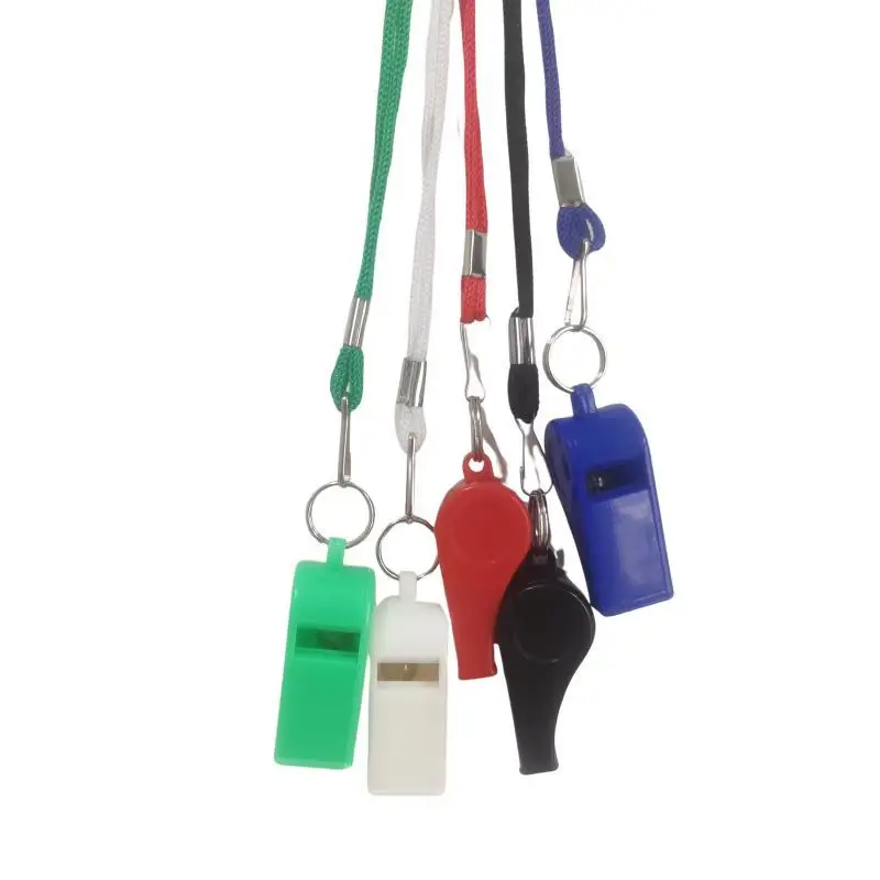 Cheap traffic command Soccer referee Sports plastic Whistles Classic Fox Mouth teeth Grip Whistle With Lanyard