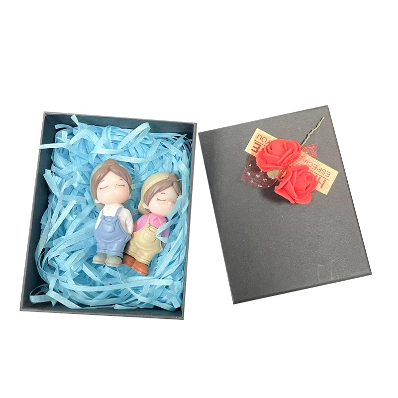 Winnel Custom Mini Doll Figurines Lovers Figures Couple Miniature Dear Artificial Figurines for Home Tabletop