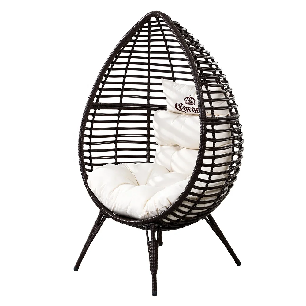 
Egg Shaped Patio Furniture Standing Egg Chair Rattan Wicker Chairs Egg Shape Chair with Cushions 