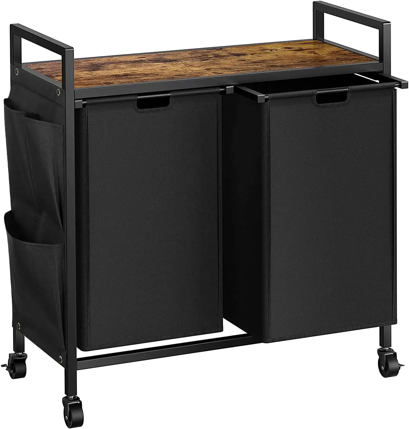 Double Laundry Bag Foldable Laundry Hamper Durable Basket Metal Laundry basket with Wheels and lid