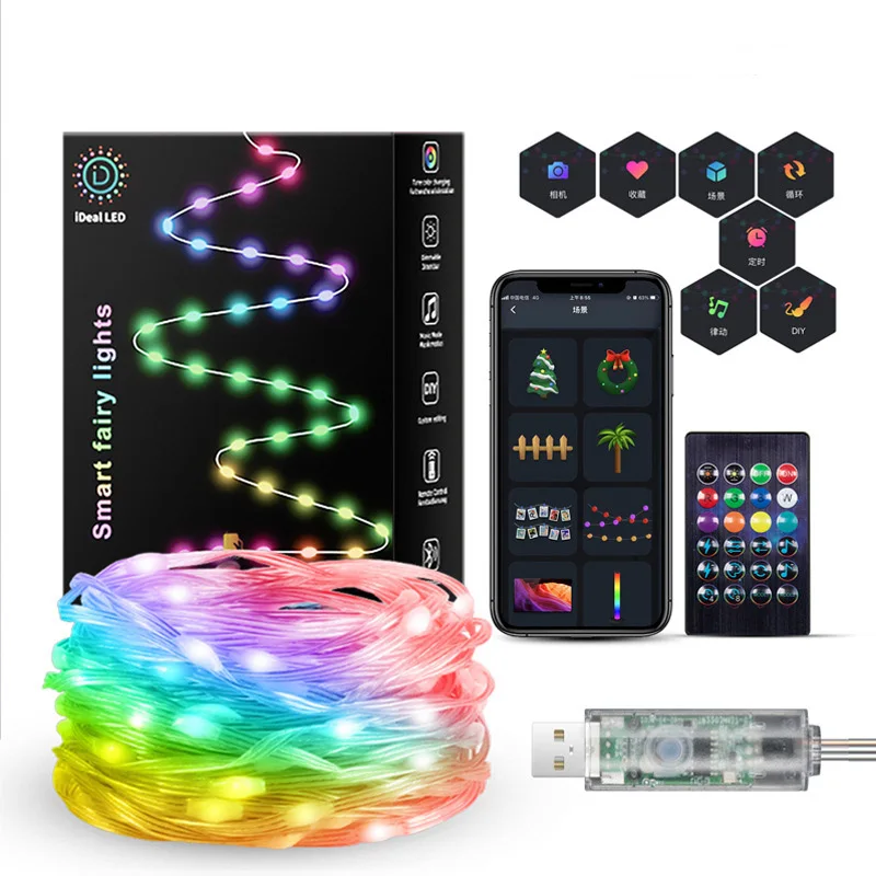 USB-световая гирлянда RGB magic APP умная музыкальная лента с дистанционным управлением украшение интерьера «сделай сам» меняющая цвет