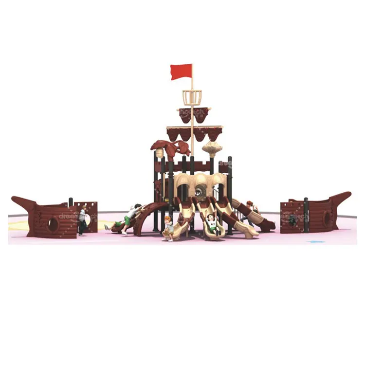 Large pirate ship Combination plastic slides sets kids outdoor slide playground for city park